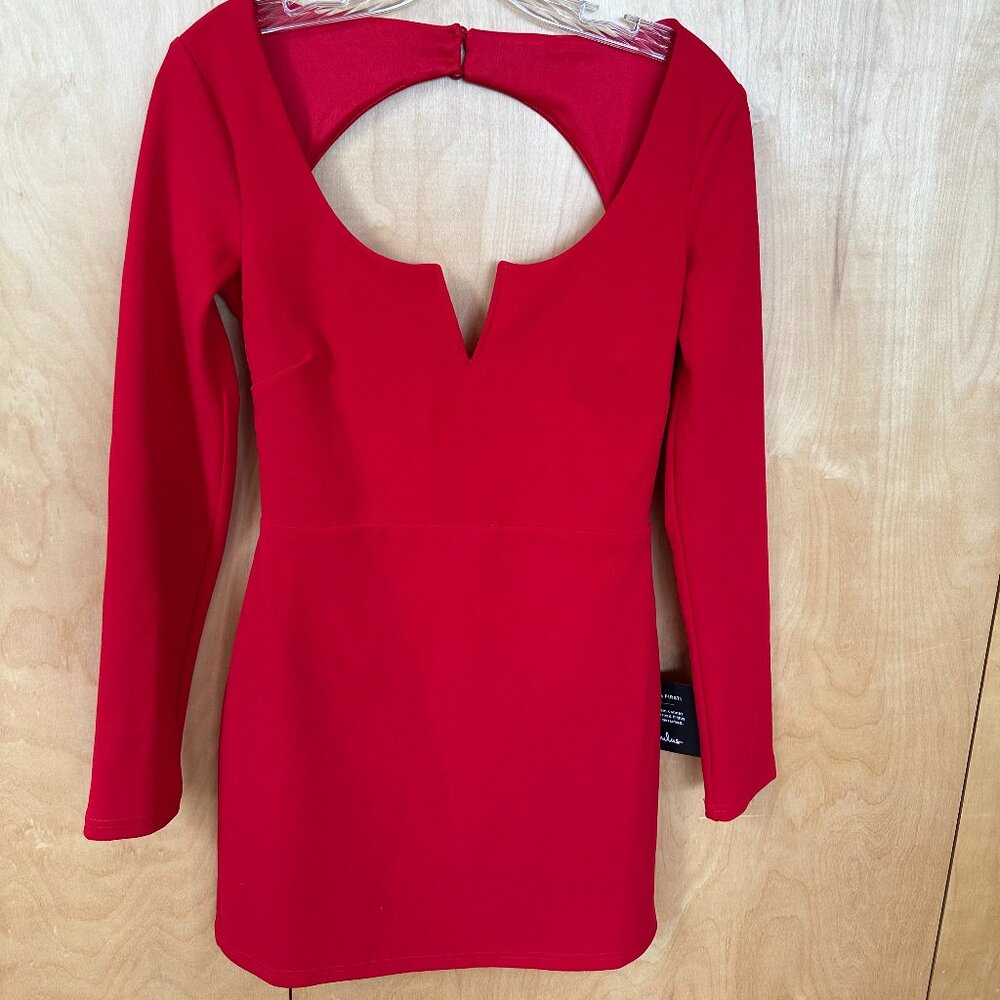 Red long sleeve mini dress